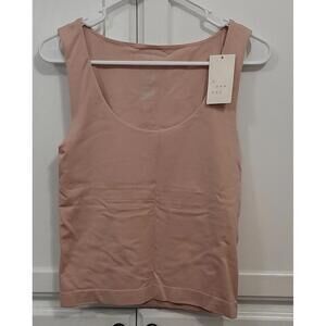 NEW Womens A New Day Buttery Soft Rose Pink Tank Top w/ Built-In Bra Sz Med